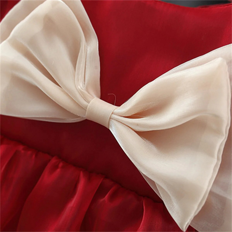 Meiteņu kleita ar garām piedurknēm 0-3 gadus vecai princesei Ziemassvētku kleita mazulim, korejiešu izdevums, masīvs bantītis, skaists apģērbs