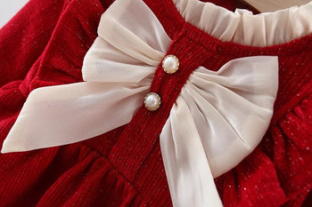 Φόρεμα για νεογέννητα κοριτσάκια Χαριτωμένα φορέματα με μακρυμάνικο φιόγκο για κορίτσια Βρεφικά ρούχα Φόρεμα για πάρτι γενεθλίων πριγκίπισσας Ρούχα για νήπια