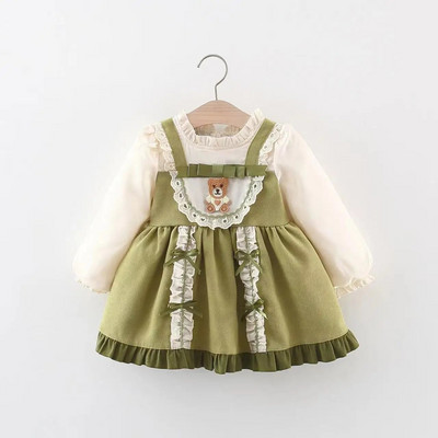 Jaundzimušo meiteņu kleita Jauki bantītes kleitas ar garām piedurknēm meitenēm Mazuļu apģērbi Dzimšanas dienas ballīte Princešu kleita Toddler Apģērbi