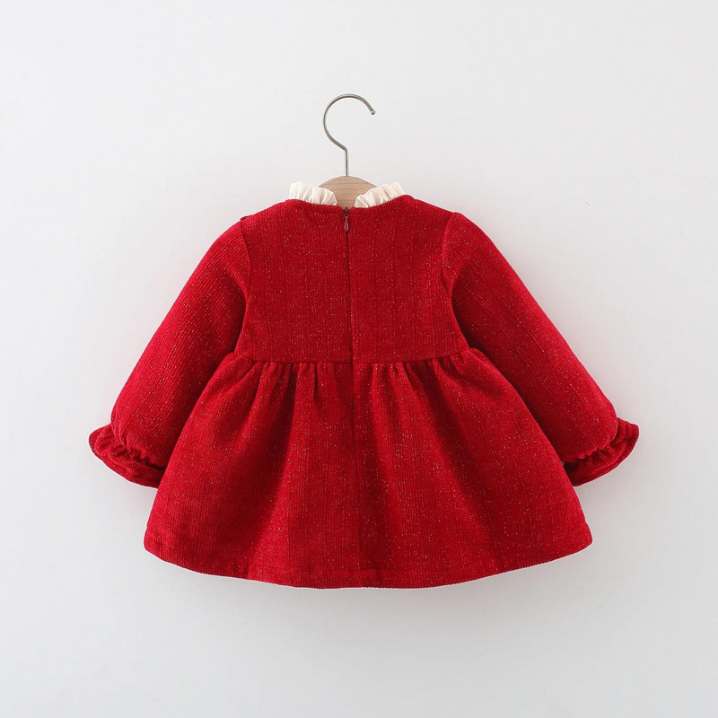 Jaundzimušo meiteņu kleita Jauki bantītes kleitas ar garām piedurknēm meitenēm Mazuļu apģērbi Dzimšanas dienas ballīte Princešu kleita Toddler Apģērbi