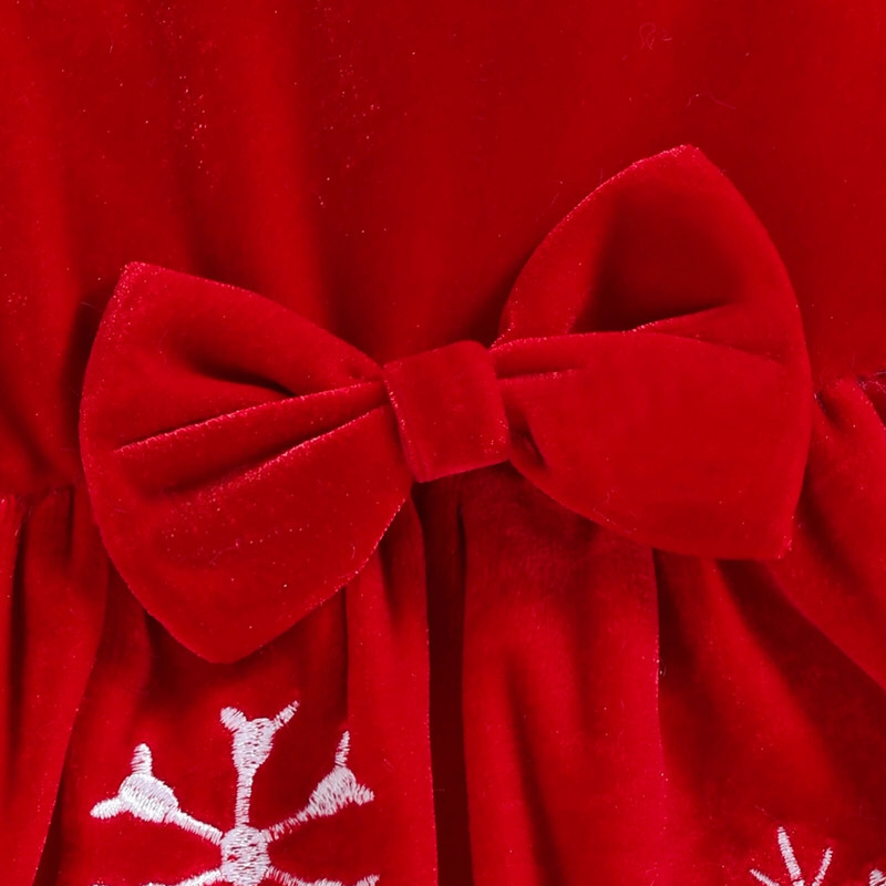 Ma&Baby 9m-4Y Ziemassvētki, meitene, sarkana kleita, maziem bērniem, mazuļiem, meitenei, sniegpārsliņa, samta A līnijas kleitas ar garām piedurknēm + cepure Xmas D01