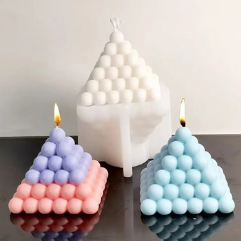 Καλούπια 3D σιλικόνης Bubble Cube Pyramid Aromatherapy Candle Resin Mold DIY Geometry Candles Mold Καλούπια κατασκευής χειροτεχνίας από γύψο