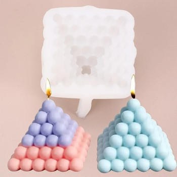 3D силиконови форми Bubble Cube Pyramid Ароматерапевтична свещ Форма от смола Направи си сам Геометрия Свещи Мухъл Форми за правене на гипсови занаяти