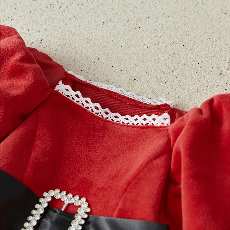 Suefunskry Baby Girls Ziemassvētku rotājumu kleita ar fliteriem zvaigznēm Mēness svārki plīša apakšmala ar garām piedurknēm Bodijs ar galvas saiti