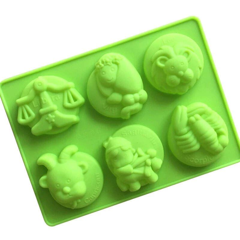 2 вида Силиконова форма за сапун Знаците на зодиака 12 съзвездия 6 дупки Форма за печене, бонбони, фондан, пудинг, форма за бисквити