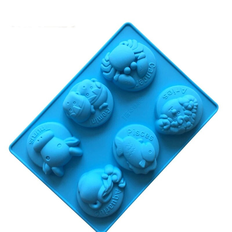 2 вида Силиконова форма за сапун Знаците на зодиака 12 съзвездия 6 дупки Форма за печене, бонбони, фондан, пудинг, форма за бисквити