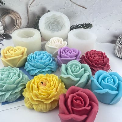 3D Flower Series Silikonski kalup za svijeće Domaći ručno izrađeni pribor za izradu svijeća s mirisom ruže/božura Diy Alati za pečenje čokoladnih kolača