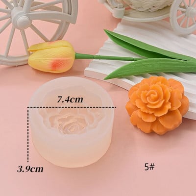 3D ziedu sērijas silikona sveču veidne mājās ar rokām gatavota rožu/peoniju aromātisko sveču izgatavošanas piederumi Diy šokolādes kūkas cepšanas rīki