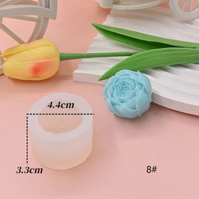 3D ziedu sērijas silikona sveču veidne mājās ar rokām gatavota rožu/peoniju aromātisko sveču izgatavošanas piederumi Diy šokolādes kūkas cepšanas rīki