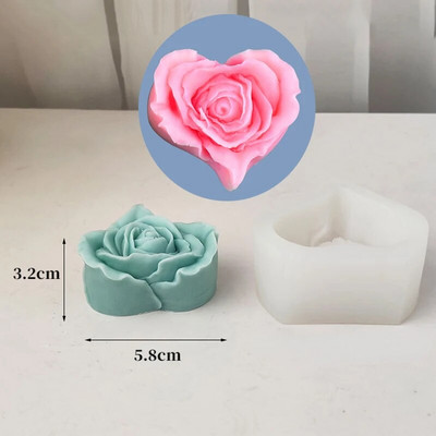 3D ziedu sērijas silikona sveču veidne mājās ar rokām gatavota rožu/peoniju aromātisko sveču izgatavošanas piederumi Diy šokolādes kūkas cepšanas rīki