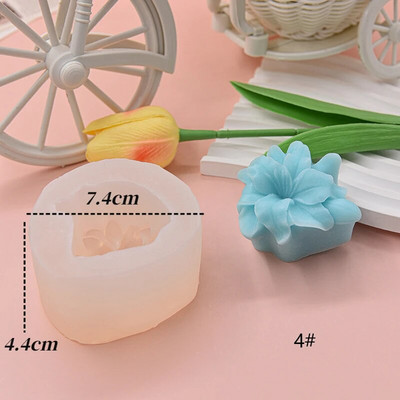 3D ziedu sērijas silikona sveču veidne mājās ar rokām gatavota rožu/peoniju aromātisko sveču izgatavošanas piederumi Diy šokolādes kūkas cepšanas rīki
