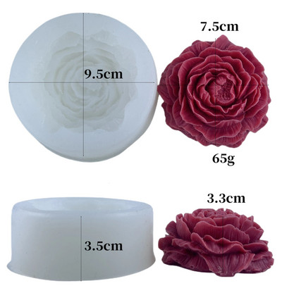 3D ziedu sērijas silikona sveču veidne mājās ar rokām gatavota rožu/peoniju aromātisko sveču izgatavošanas piederumi Diy šokolādes kūkas cepšanas rīki