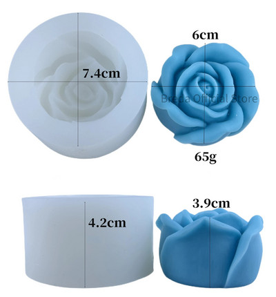 3D ziedu sērijas silikona sveču veidne mājās ar rokām gatavota rožu/peoniju aromātisko sveču izgatavošanas piederumi Diy šokolādes kūkas cepšanas rīki