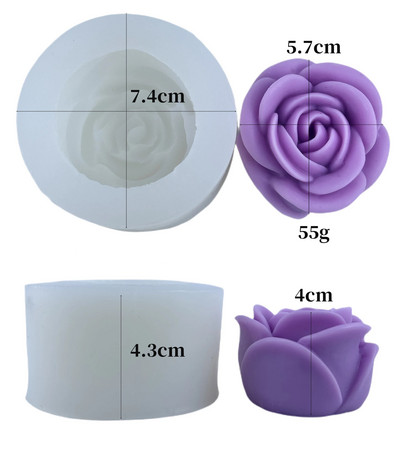 3D ziedu sērijas silikona sveču veidne mājās ar rokām gatavota rožu/peoniju aromātisko sveču izgatavošanas piederumi Diy šokolādes kūkas cepšanas rīki
