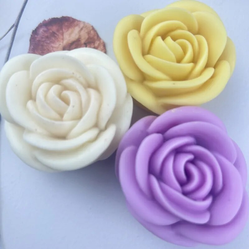 3D gėlių serijos silikoninė žvakių forma Namų rankų darbo rožių/bijūnų kvapų žvakių gaminimo reikmenys „Pasidaryk pats“ šokoladinio pyrago kepimo įrankiai