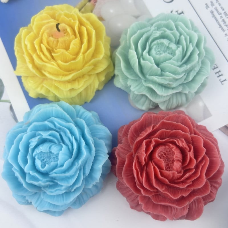 3D gėlių serijos silikoninė žvakių forma Namų rankų darbo rožių/bijūnų kvapų žvakių gaminimo reikmenys „Pasidaryk pats“ šokoladinio pyrago kepimo įrankiai