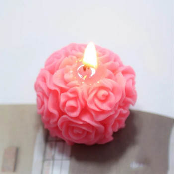 Направи си сам 3D розова топка Сватбена свещ Силиконова форма Ароматерапия Декорация на дома Цвете Ръчно изработена форма от смола