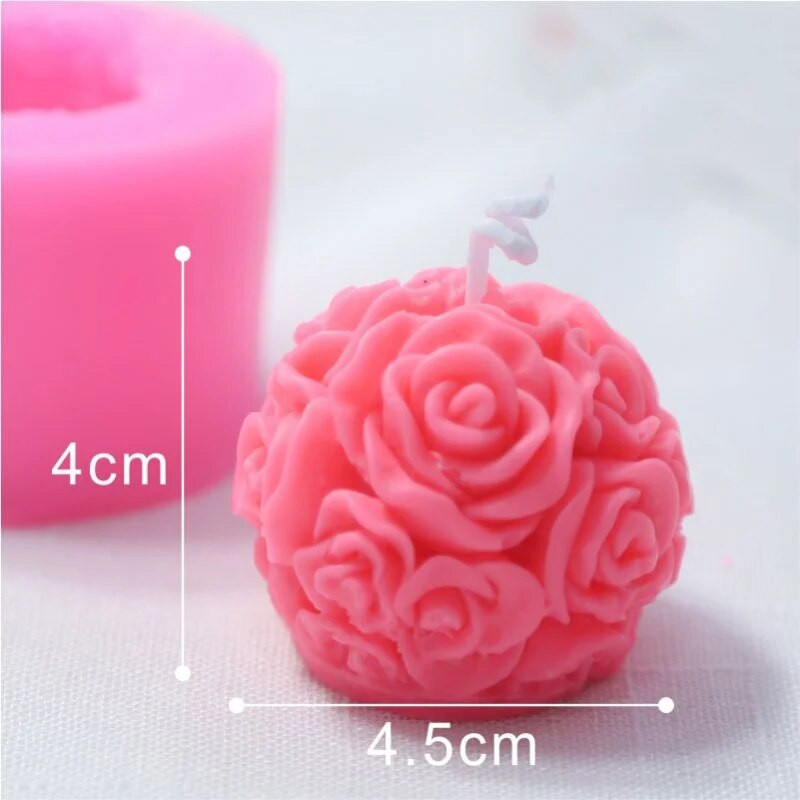 DIY 3D Rose Ball Κερί Γάμου Καλούπι σιλικόνης Aromatherapy Διακόσμηση σπιτιού Λουλούδι Χειροποίητη Κατασκευή Καλούπι Ρητίνης