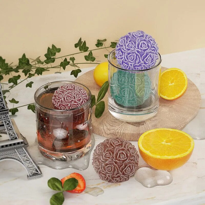 3D rožu bumbiņu sveču sveķu silikona veidne Valentīna dienas liešanas veidne, radošs elegants ziedu sveču turētājs, piemērots skārdiņai.