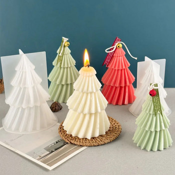 3D геометрична борова силиконова форма за свещи Направи си сам коледна елха Изработване на подаръци Ароматни форми за сапун Смола Консумативи за домашен декор
