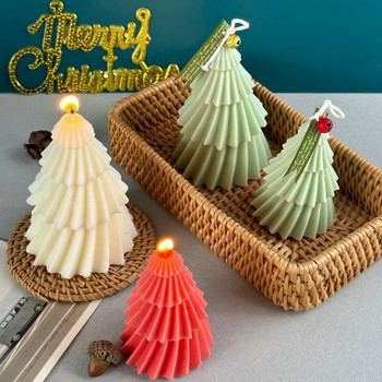 3D геометрична борова силиконова форма за свещи Направи си сам коледна елха Изработване на подаръци Ароматни форми за сапун Смола Консумативи за домашен декор