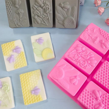 3D пчелна пчелна пита силиконова форма за сапун Направи си сам квадратна овална консумативи за приготвяне на сапун Ръчно изработена декорация на шоколадова торта Инструменти за печене