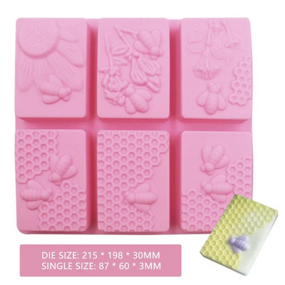 Τρισδιάστατη φόρμα σαπουνιού σιλικόνης κηρήθρας μέλισσας DIY τετράγωνο οβάλ σαπούνι προμήθειες παρασκευής χειροποίητο κέικ σοκολάτας Εργαλεία ψησίματος