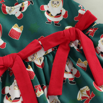 ma&baby 0-24M Χριστουγεννιάτικο κοριτσάκι Romper Νήπιο Νεογέννητο Βρέφος Κορίτσι Φιόγκος Άγιος Βασίλης αμάνικο ολόσωμο ολόσωμο φόρμα Χριστουγεννιάτικες στολές D01