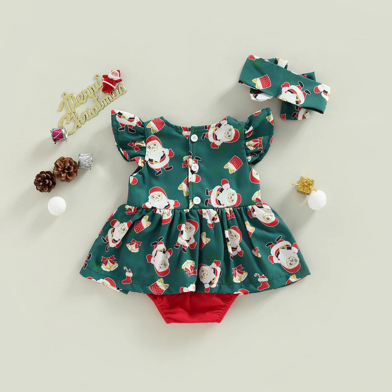 ma&baby 0-24 M Ziemassvētki, zīdainis, mazais, mazais, jaundzimušais, zīdainis, meitene, bantīte Ziemassvētku vecītim bez piedurknēm, kombinezons, Ziemassvētku kostīmi D01