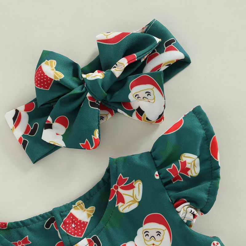 ma&baby 0-24 M Ziemassvētki, zīdainis, mazais, mazais, jaundzimušais, zīdainis, meitene, bantīte Ziemassvētku vecītim bez piedurknēm, kombinezons, Ziemassvētku kostīmi D01