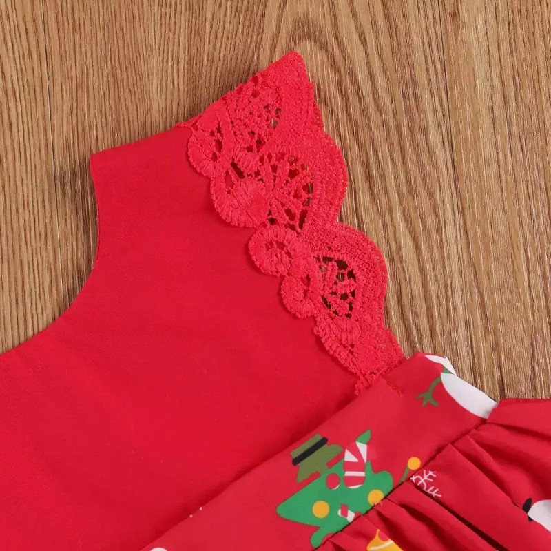 Mazuļu meiteņu vasaras Ziemassvētku jauks sniegavīrs ar apdrukātu mežģīņu kombinezonu bez piedurknēm + galvassega