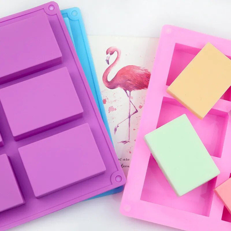 6 režģu roku darbs ziepju silīcija veidne 6 veidu ziedu raksta plakana dibena ēteriskā eļļa tualetes ziepes DIY cepšanas kūka kvadrātveida veidne