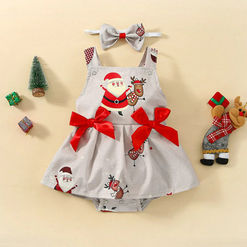 Ma&Baby 0-3Y Χριστουγεννιάτικο κοριτσάκι Romper Χαριτωμένος Santa Φιόγκος για νεογέννητο νήπιο κοριτσάκι Χριστουγεννιάτικες στολές Ολόσωμη φόρμα D01