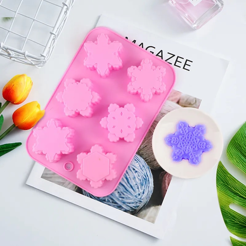 Διάφορα στυλ Χριστουγεννιάτικη φόρμα κεριών σιλικόνης σε σχήμα νιφάδας χιονιού DIY Χειροποίητο σαπούνι Διακοσμητικό κέικ σοκολάτας Φόρμα δώρου για πάρτι