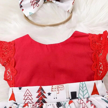 Χριστουγεννιάτικη βρεφική δαντέλα χωρίς μανίκια Φορέματα Βρεφικά ρούχα κορμάκια Onesie Cotton Soft Fashion