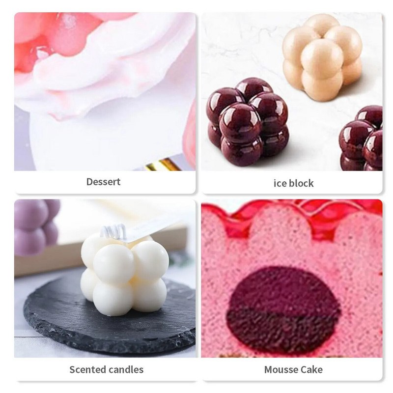 Silikona sveču veidne 3D bumbiņu kubveida kūkas cepšanas veidne uz nūjas 3D šokolādes ziepju veidnēm sveču izgatavošanai ar savām rokām