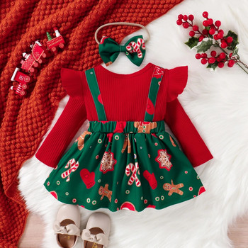 PatPat Baby Girl Χριστουγεννιάτικο φόρεμα με ραφές από γλυκό ύφασμα