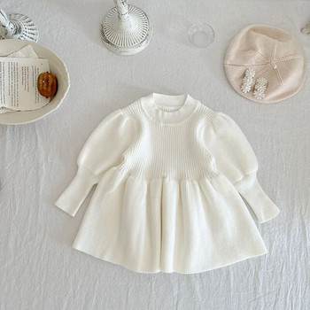 Φθινόπωρο Παιδικό μωρό μανίκι πλεκτό για κορίτσια Φόρεμα πουλόβερ μόδας Πριγκίπισσα φόρεμα για νήπια