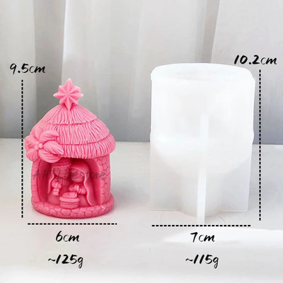 Šventoji Religija Gimimo Silikono žvakės Forma 3D Akmens namas Aromaterapinis Gipsas Muilas Epoksidiniai Amatai Liejimo liejimo formos Kūdikio Gimimo Dovana