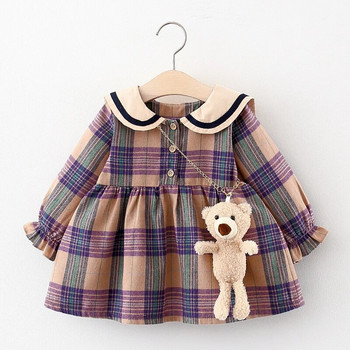 Φόρεμα 2023 Φθινόπωρο νεογέννητο κοριτσάκι Ρούχα για νήπια για κορίτσια Πριγκίπισσα καρό φορέματα γενεθλίων για βρεφικά ρούχα 0-2 ετών Vestidos