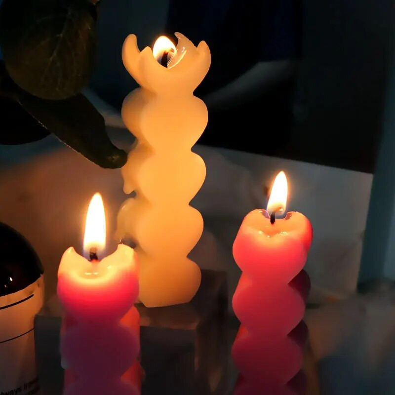 Moldes de velas de silicona en forma de corazón para obras de arte artesanales, barra de masaje, jabón de caramelo, jalea de ...