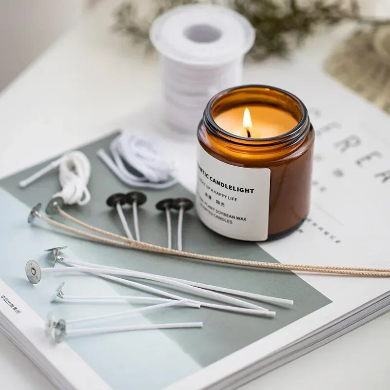 61 m kokvilnas sveces dakts svečturis bezdūmu aromterapijas sveces pavediens ar rokām gatavots aromātisku sveču materiālu komplekts sveču izgatavošana