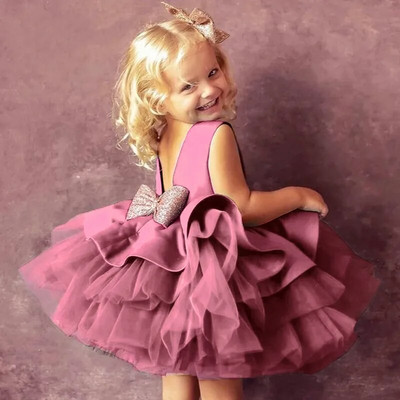1-aastasele tüdrukule mõeldud kleit vastsündinud tüdrukutele, suur kikisõlmega, pidulik beebitüdruku sünnipäevakleit Ristimiskleidid