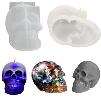 Aouke Skull Candle Mould Silicone Epoxy DIY Desktop Στολίδι Διακοσμητικό Γύψινο μαλακό Πήλινο Εργαλείο Skull Καλούπι σιλικόνης