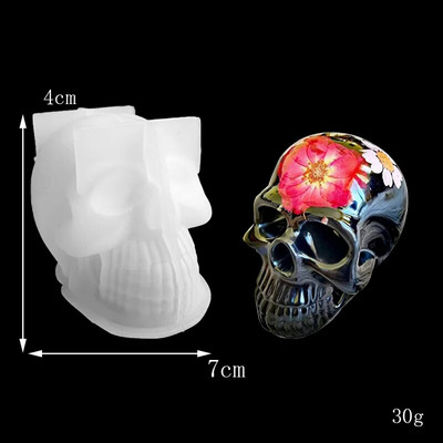 Aouke Skull Candle Mould Silicone Epoxy DIY Desktop Στολίδι Διακοσμητικό Γύψινο μαλακό Πήλινο Εργαλείο Skull Καλούπι σιλικόνης