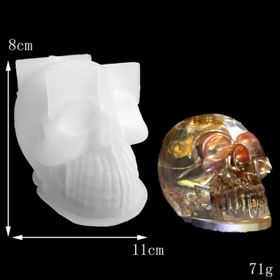 Aouke Skull Candle Mould Silicone Epoxy DIY Desktop Στολίδι Διακοσμητικό Γύψινο μαλακό Πήλινο Εργαλείο Skull Καλούπι σιλικόνης