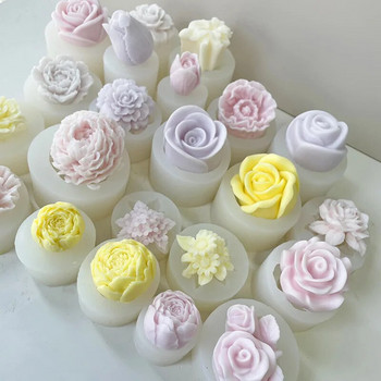 Πλήρης σειρά 3D Λουλούδι Κερί Καλούπι σιλικόνης Σπιτικό Χειροποίητο Σαπούνι Γύψο Ρητίνη DIY Σοκολατένια Διακόσμηση για τούρτα με πάγο Καλούπι ψησίματος