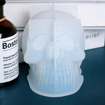 3D черепна свещ Силиконова форма Направи си сам Хелоуин Декоративна свещ Ръчно изработен сапунен гипс Епоксидни занаятчийски инструменти за леене за домашни подаръци