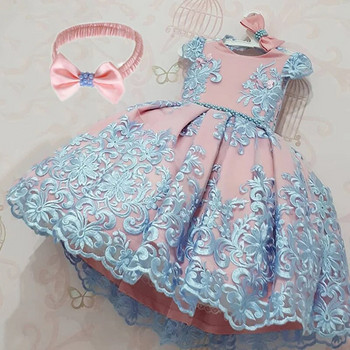 Βρεφικό φόρεμα για πάρτι γενεθλίων Flower δαντέλα Vintage πολυτελές φόρεμα για παιδιά Γιορτινή τελετή για κορίτσια φόρεμα πριγκίπισσας