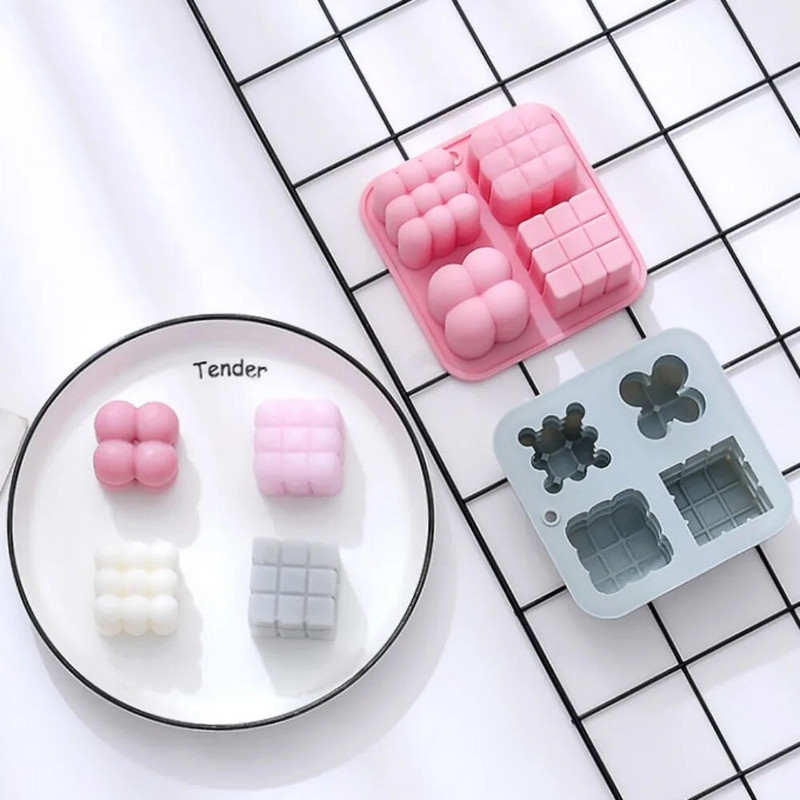 Multicavity burbulis burvju bumba silikona sveces veidnes ģeometrija kvadrātveida ziepju sveķu ģipša veidne šokolādes ledus dekors Ziemassvētku dāvana